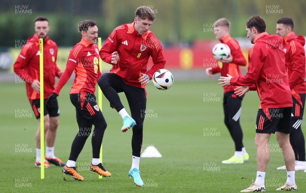 250324 - Wales Football Training Session -  Joe Rodon during training session ahead of their Euro 2024 qualifying play-off final against Poland
