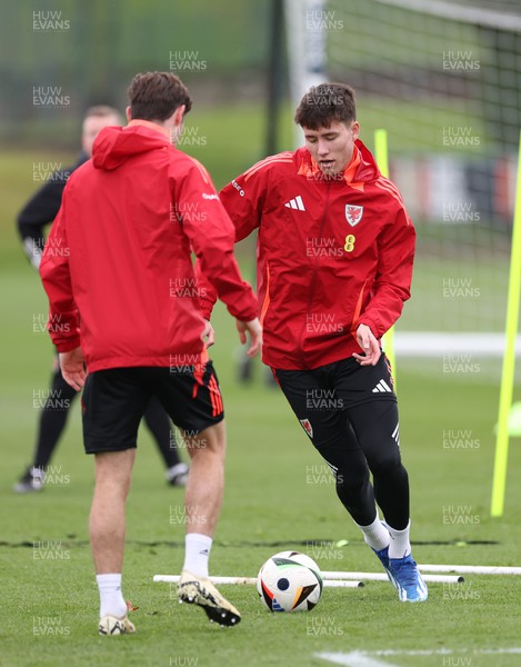 250324 - Wales Football Training Session -  Rubin Colwill during training session ahead of their Euro 2024 qualifying play-off final against Poland
