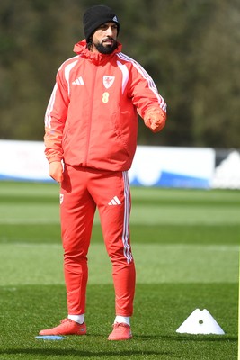 250326 - Wales Football Training - Sorba Thomas of Wales during training ahead of their World Cup play-off match against Bosnia-Herzegovina