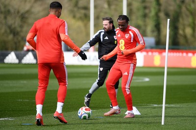 250326 - Wales Football Training - Ronan Kpakio of Wales during training ahead of their World Cup play-off match against Bosnia-Herzegovina