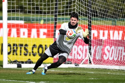 250326 - Wales Football Training - Tom King of Wales during training ahead of their World Cup play-off match against Bosnia-Herzegovina