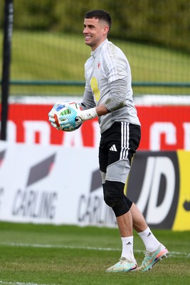 250326 - Wales Football Training - Karl Darlow of Wales during training ahead of their World Cup play-off match against Bosnia-Herzegovina