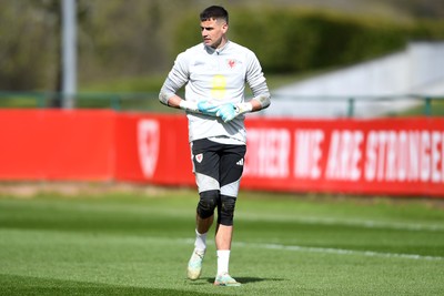 250326 - Wales Football Training - Karl Darlow of Wales during training ahead of their World Cup play-off match against Bosnia-Herzegovina