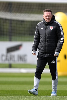 250326 - Wales Football Training - Wales Manager, Craig Bellamy during training ahead of their World Cup play-off match against Bosnia-Herzegovina