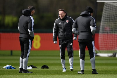 250326 - Wales Football Training - Wales Manager, Craig Bellamy during training ahead of their World Cup play-off match against Bosnia-Herzegovina