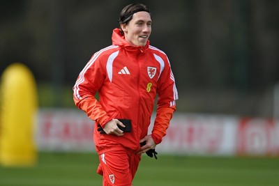 250326 - Wales Football Training - Harry Wilson of Wales during training ahead of their World Cup play-off match against Bosnia-Herzegovina