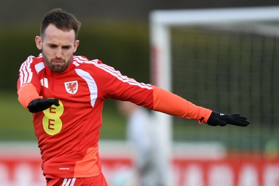250326 - Wales Football Training - Rhys Norrington-Davies of Wales during training ahead of their World Cup play-off match against Bosnia-Herzegovina