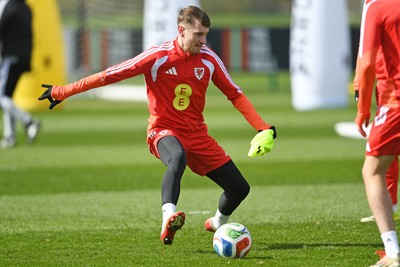 250326 - Wales Football Training - David Brooks of Wales during training ahead of their World Cup play-off match against Bosnia-Herzegovina