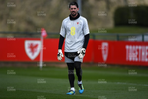 250326 - Wales Football Training - Tom King of Wales during training ahead of their World Cup play-off match against Bosnia-Herzegovina