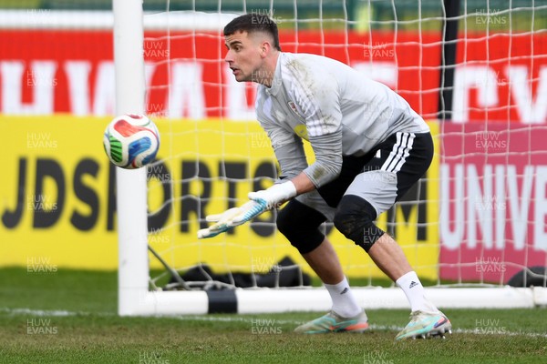 250326 - Wales Football Training - Karl Darlow of Wales during training ahead of their World Cup play-off match against Bosnia-Herzegovina