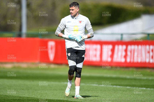 250326 - Wales Football Training - Karl Darlow of Wales during training ahead of their World Cup play-off match against Bosnia-Herzegovina