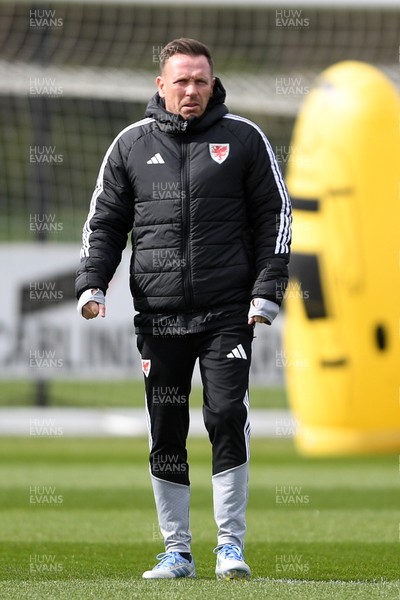 250326 - Wales Football Training - Wales Manager, Craig Bellamy during training ahead of their World Cup play-off match against Bosnia-Herzegovina