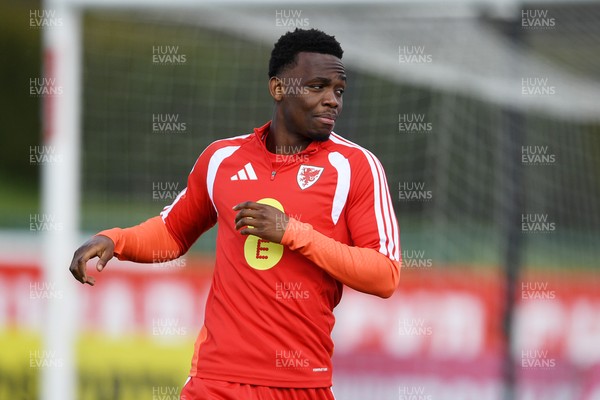 250326 - Wales Football Training - Rabi Matondo of Wales during training ahead of their World Cup play-off match against Bosnia-Herzegovina