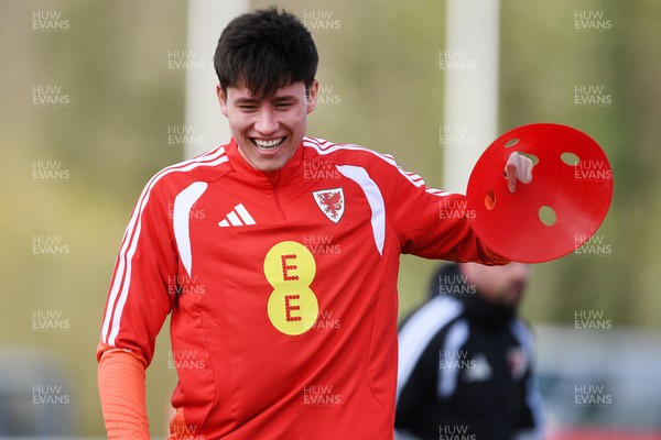 250326 - Wales Football Training - Rubin Colwill of Wales during training ahead of their World Cup play-off match against Bosnia-Herzegovina