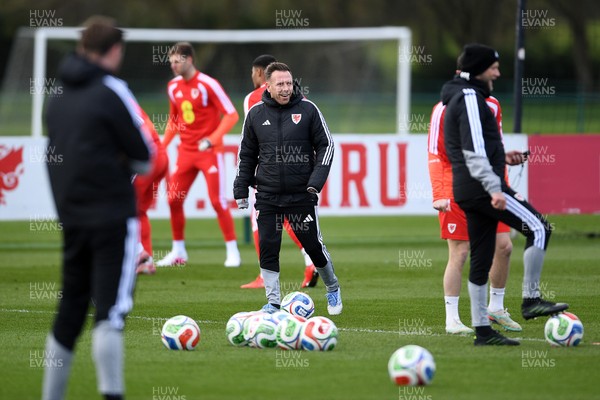 250326 - Wales Football Training - Wales Manager, Craig Bellamy during training ahead of their World Cup play-off match against Bosnia-Herzegovina