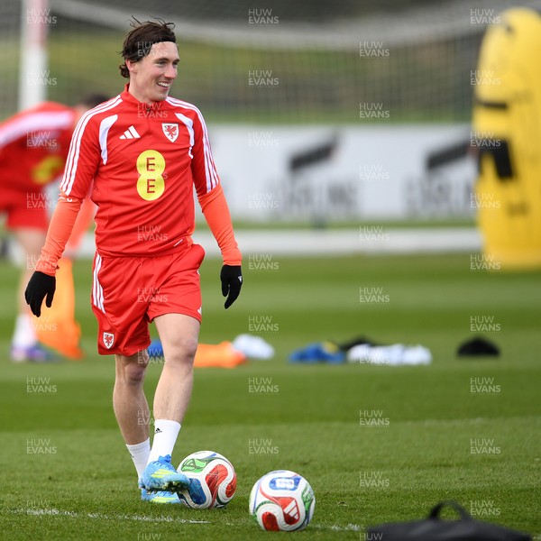 250326 - Wales Football Training - Harry Wilson of Wales during training ahead of their World Cup play-off match against Bosnia-Herzegovina