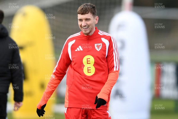 250326 - Wales Football Training - David Brooks of Wales during training ahead of their World Cup play-off match against Bosnia-Herzegovina