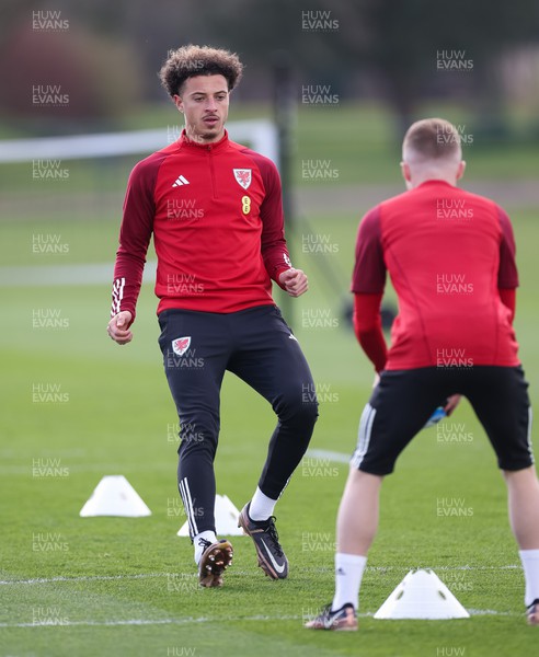270323 - Wales Football Training session - Ethan Ampadu during a training session ahead of the Euro Qualifying match against Latvia