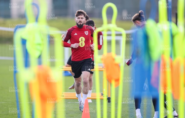 270323 - Wales Football Training session - Tom Bradshaw during a training session ahead of the Euro Qualifying match against Latvia