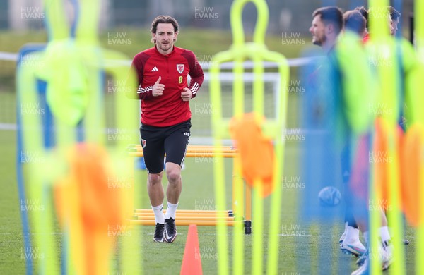 270323 - Wales Football Training session - Tom Lockyer during a training session ahead of the Euro Qualifying match against Latvia