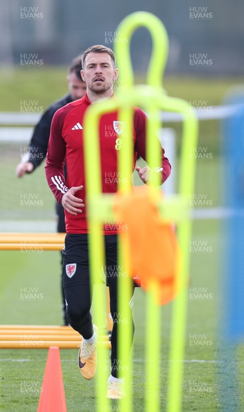 270323 - Wales Football Training session - Aaron Ramsey during a training session ahead of the Euro Qualifying match against Latvia