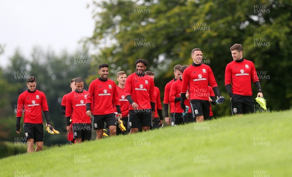 290817 - Wales Football Training - Wales team arrive to training