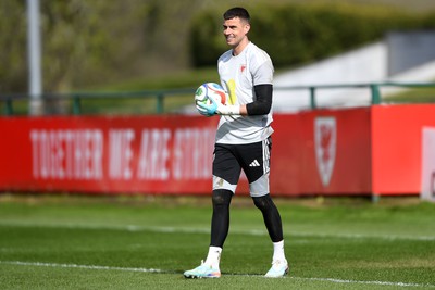 300326 - Wales Football Training - Karl Darlow of Wales during training ahead of the upcoming match against Northern Ireland