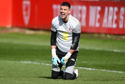 300326 - Wales Football Training - Karl Darlow of Wales during training ahead of the upcoming match against Northern Ireland