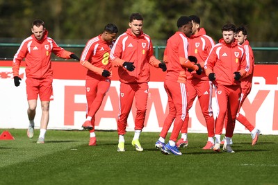 300326 - Wales Football Training - Brennan Johnson of Wales during training ahead of the upcoming match against Northern Ireland