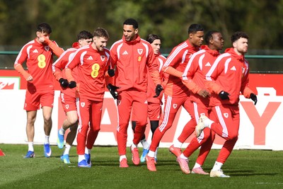 300326 - Wales Football Training - David Brooks and Ben Cabango of Wales during training ahead of the upcoming match against Northern Ireland