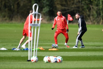 300326 - Wales Football Training - Ethan Ampadu of Wales during training ahead of the upcoming match against Northern Ireland