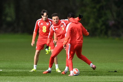 300326 - Wales Football Training - Ethan Ampadu of Wales during training ahead of the upcoming match against Northern Ireland