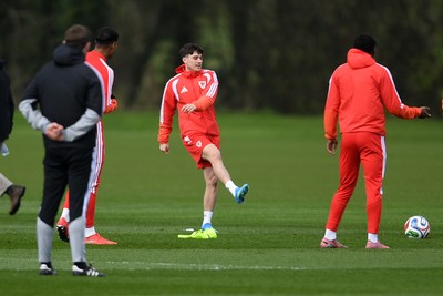 300326 - Wales Football Training - Dan James of Wales during training ahead of the upcoming match against Northern Ireland