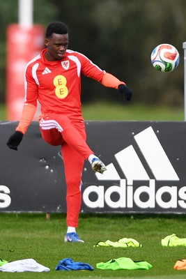 300326 - Wales Football Training - Rabbi Matondo of Wales during training ahead of the upcoming match against Northern Ireland