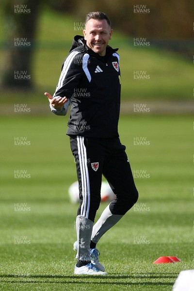 300326 - Wales Football Training - Wales manager Craig Bellamy during training ahead of the upcoming match against Northern Ireland