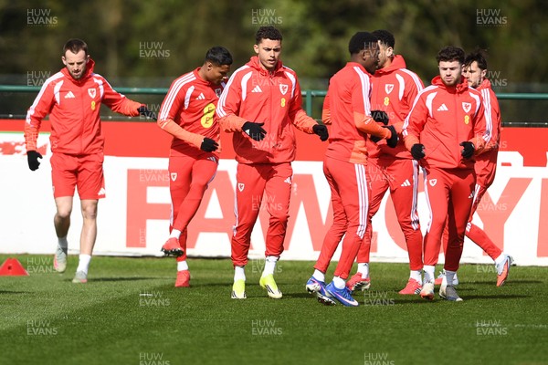 300326 - Wales Football Training - Brennan Johnson of Wales during training ahead of the upcoming match against Northern Ireland