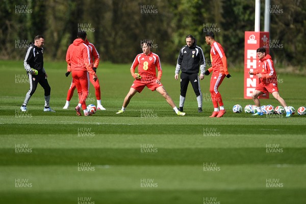 300326 - Wales Football Training - Wales players during training ahead of the upcoming match against Northern Ireland