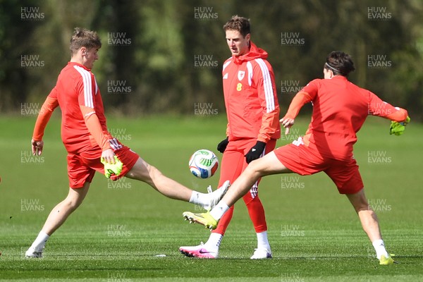 300326 - Wales Football Training - Joe Rodon of Wales during training ahead of the upcoming match against Northern Ireland