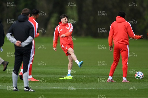 300326 - Wales Football Training - Dan James of Wales during training ahead of the upcoming match against Northern Ireland