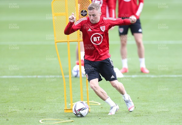 310821 - Wales Football Training - Joe Morrell during a Wales training session ahead of their friendly against Finland and World Cup qualifying matches against Belarus and Estonia