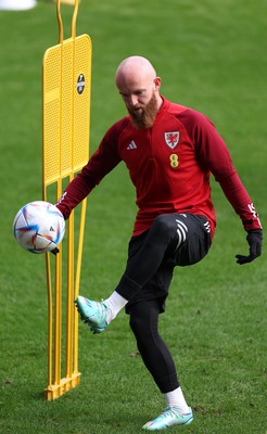 151122 - Wales Football Training Session - Jonny Williams of Wales during the final Wales training session and send off as the team depart for the FIFA World Cup in Qatar