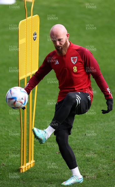 151122 - Wales Football Training Session - Jonny Williams of Wales during the final Wales training session and send off as the team depart for the FIFA World Cup in Qatar