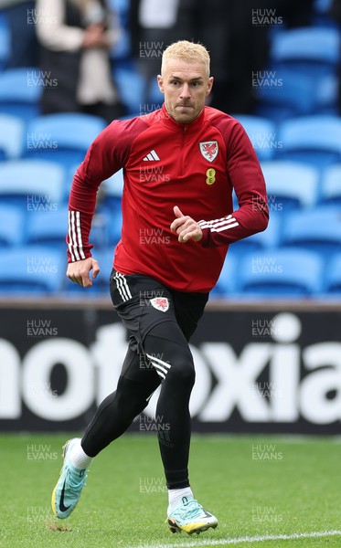 151122 - Wales Football Training Session - Aaron Ramsey of Wales during the final training session and send off from Wales as the team depart for the FIFA World Cup in Qatar