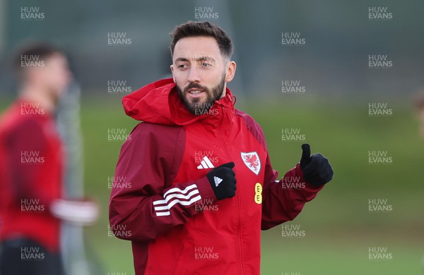 131123 - Wales Football Training Session - Josh Sheehan during a training session ahead of the Euro 2024 Qualifying matches against Armenia and Turkey