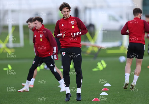 131123 - Wales Football Training Session - Tom Lockyer during a training session ahead of the Euro 2024 Qualifying matches against Armenia and Turkey