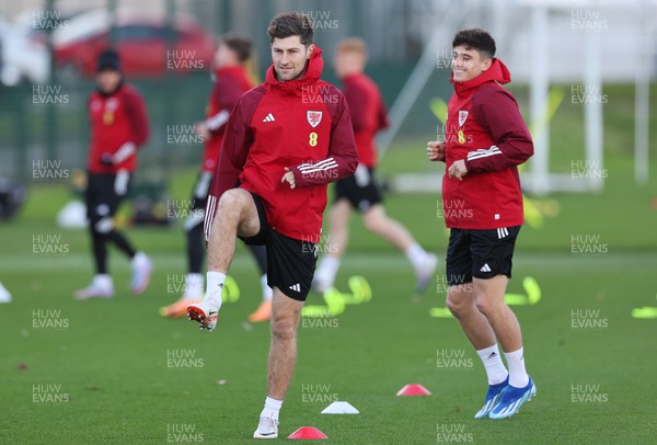 131123 - Wales Football Training Session - Ben Davies during a training session ahead of the Euro 2024 Qualifying matches against Armenia and Turkey