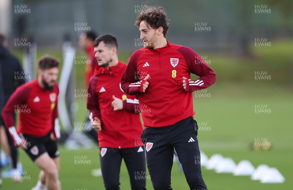 131123 - Wales Football Training Session - Tom Lockyer during a training session ahead of the Euro 2024 Qualifying matches against Armenia and Turkey