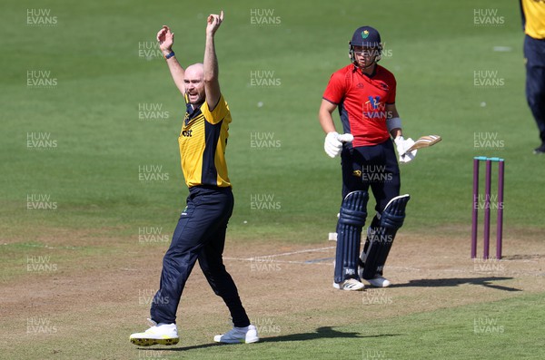 310722 - Wales National County v Glamorgan - One Day Tour Match - Jamie McIlroy of Glamorgan appeals for the wicket of Alex Horton