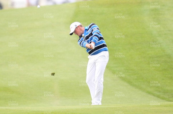 04.06.11 -SAAB Wales Open 2011, Celtic Manor Resort, Newport -  Jamie Donaldson plays his approach to the 1st green 