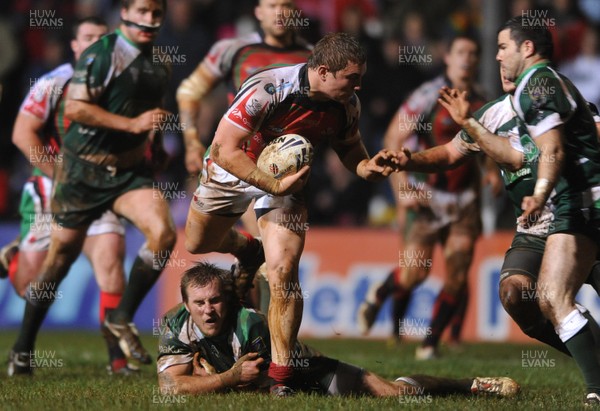 01.11.09 - Wales v Ireland - rugbyleague.com European Cup - Gil Dudson of Wales is tackled by Sean Hesketh of Ireland. 